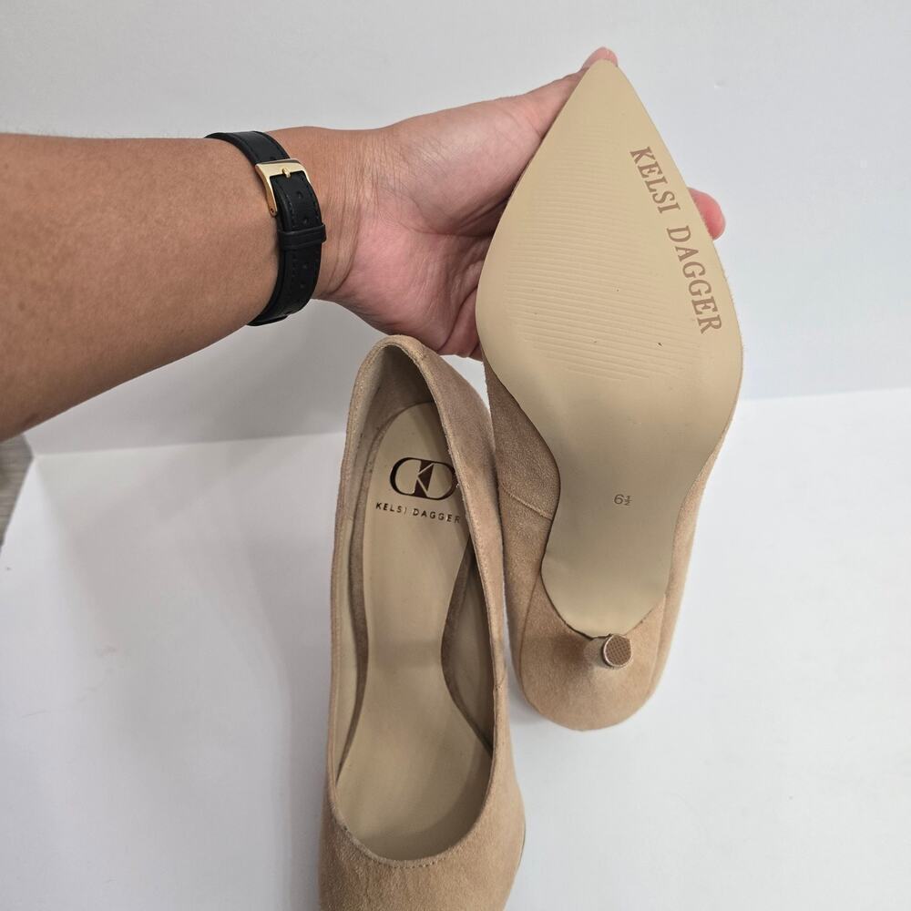 Kelsi Dagger Women’s Suede High Heel Pumps Size 6.5 Beige Nude Leather Shoes - Picture 10 of 11